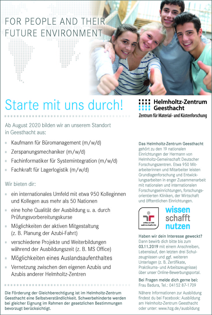 Starte mit uns durch! Stellenausschreibung Azubis