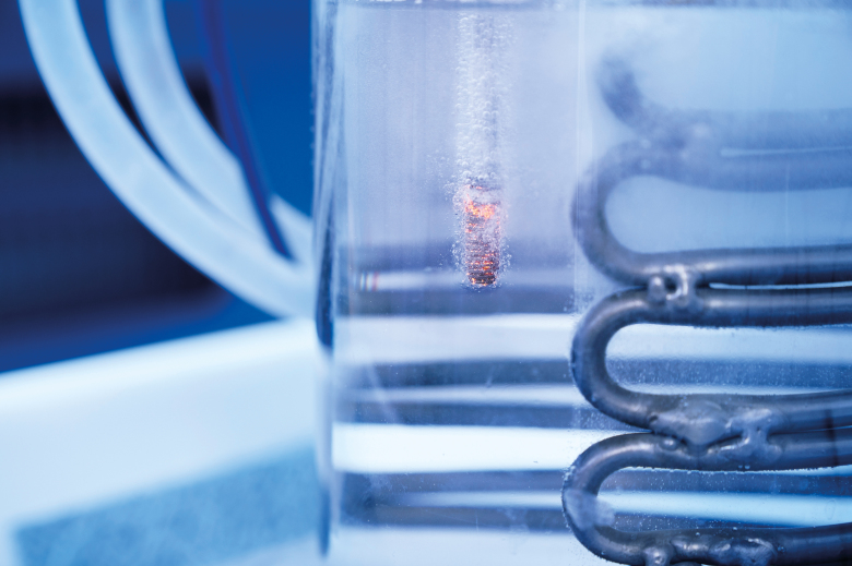 A bone screw made of a magnesium alloy receives a PEO coating in an electrolyte bath